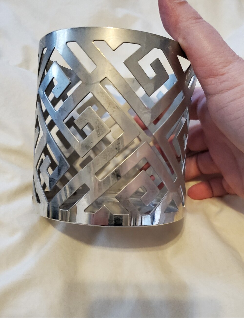 Yankee Candle Silver Geometric Metal Candle Sleeve